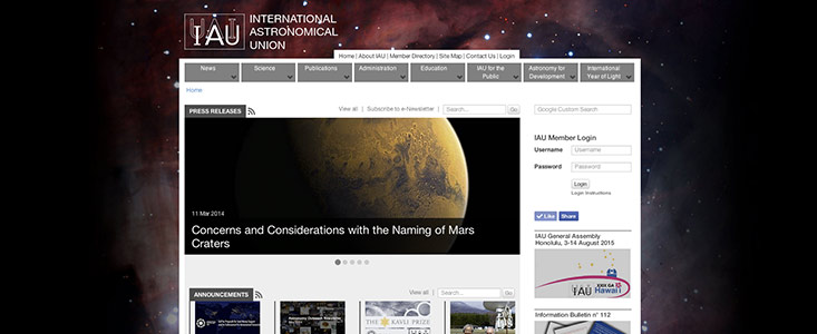 Screenshot of the new website