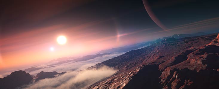 An exoplanet seen from its moon (artist's impression)